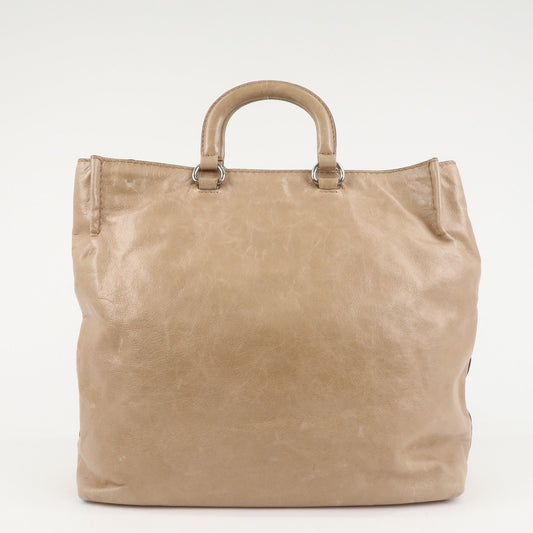 Prada Logo Leather 2Way Bag Tote Bag Shoulder Bag Beige BR4617 Used【Pre-order】