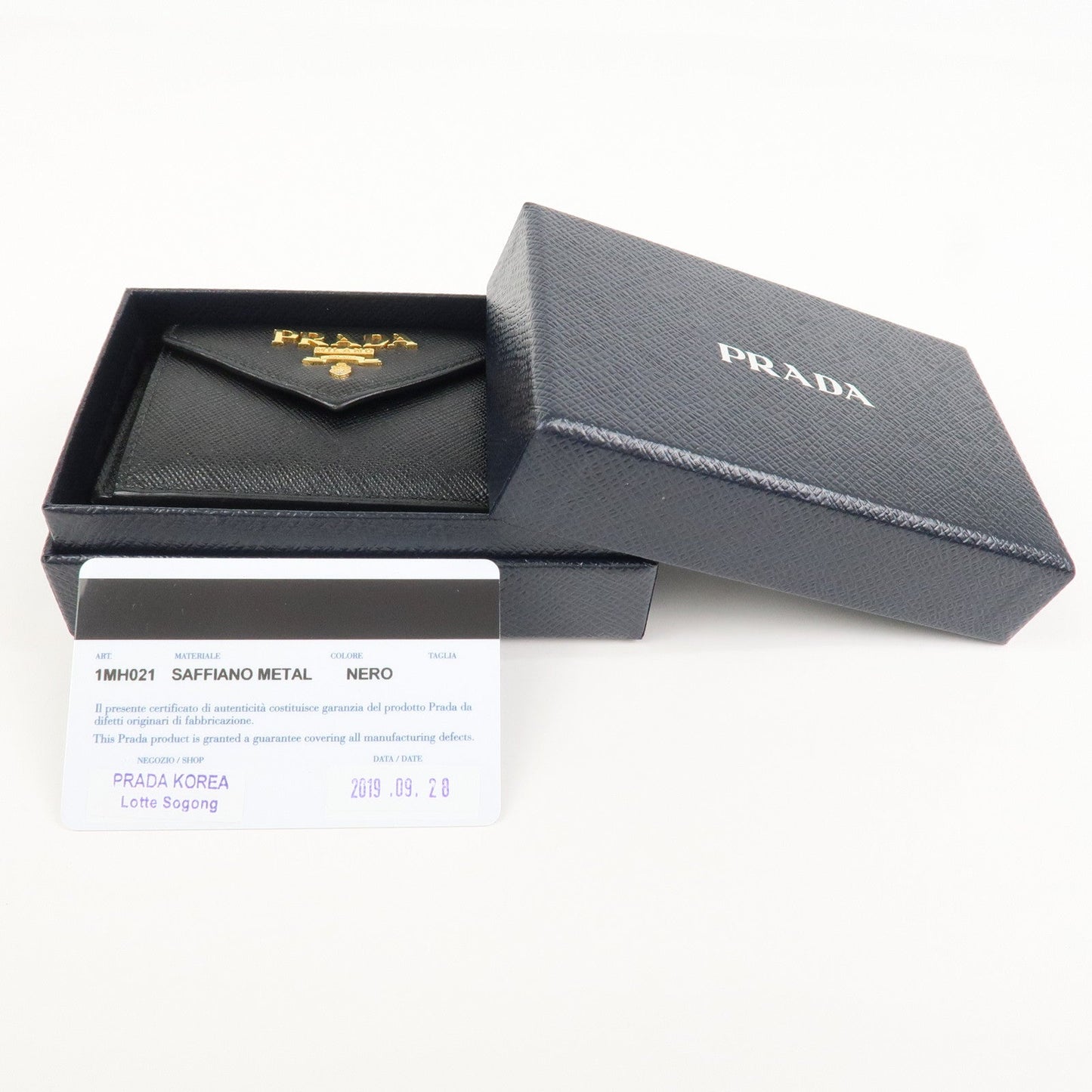 Prada Logo Saffiano Metal Tri-fold Small Wallet Black 1MH021【Pre-order】