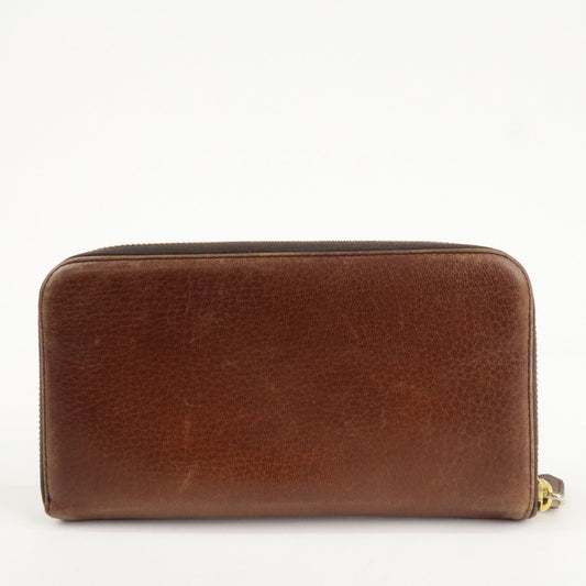 Prada Saffiano Leather Round Zippy Long Wallet Brown 1M0506 Used【Pre-order】