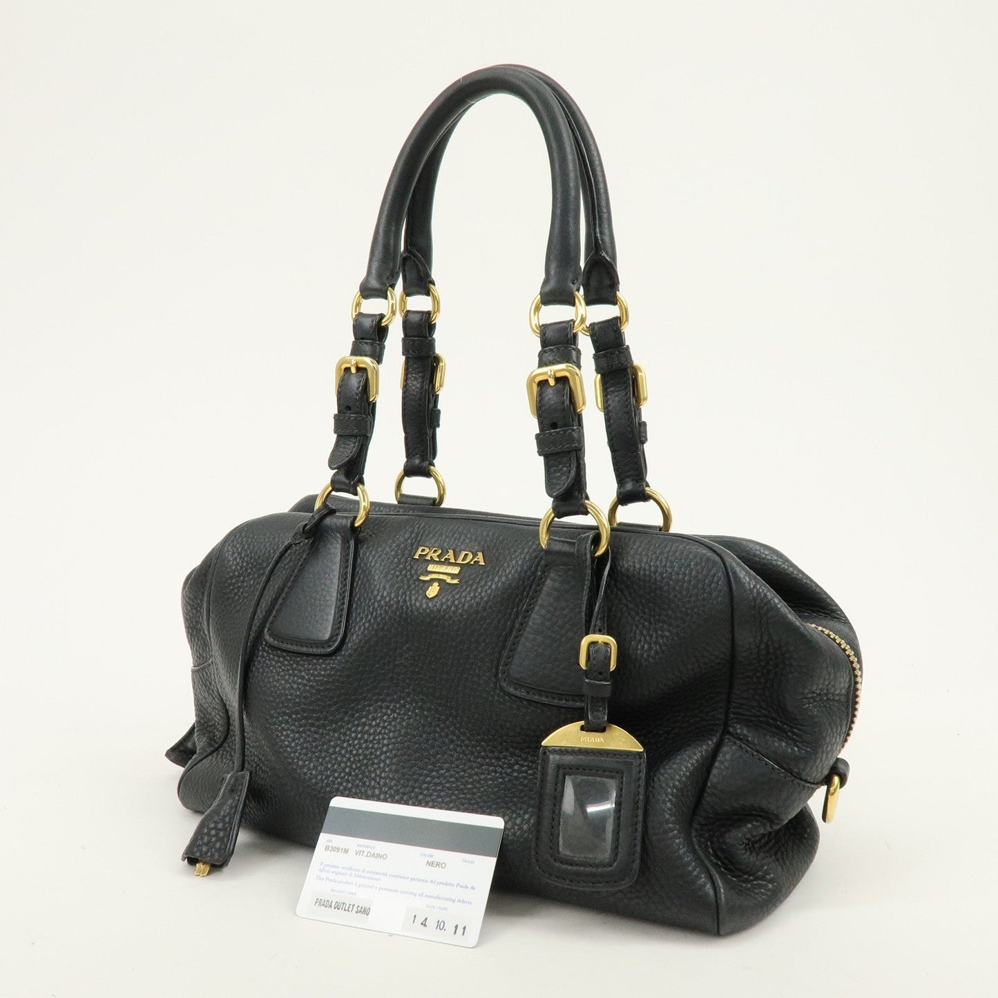 Prada Logo Leather Boston Bag Shoulder Bag Black B3091M【Pre-order】