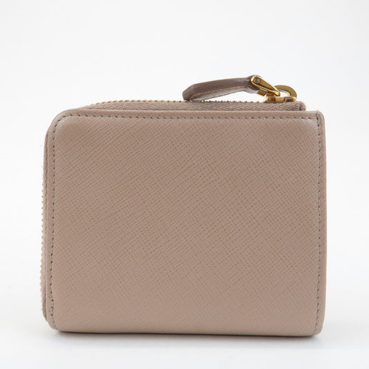 Prada Logo Saffiano Leather Zippy Coin Case Pink Beige 1ML025 Used【Pre-order】
