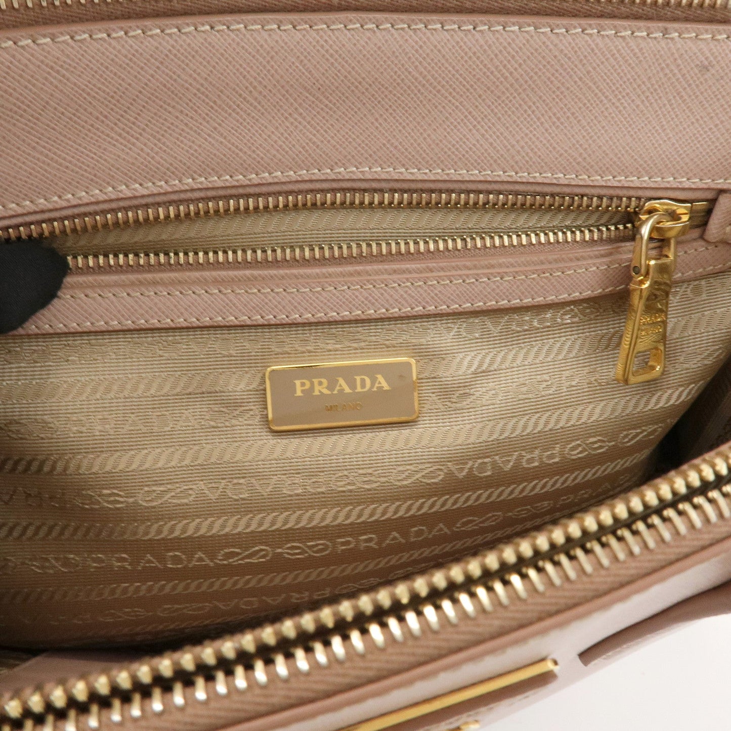 Prada Traingle Logo Galleria 2Way Bag Hand Bag Pink Beige1BA863【Pre-order】