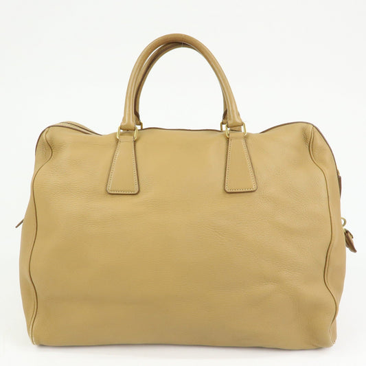Prada Logo Leather Boston Bag Hand Bag Travel Bag Brown【Pre-order】