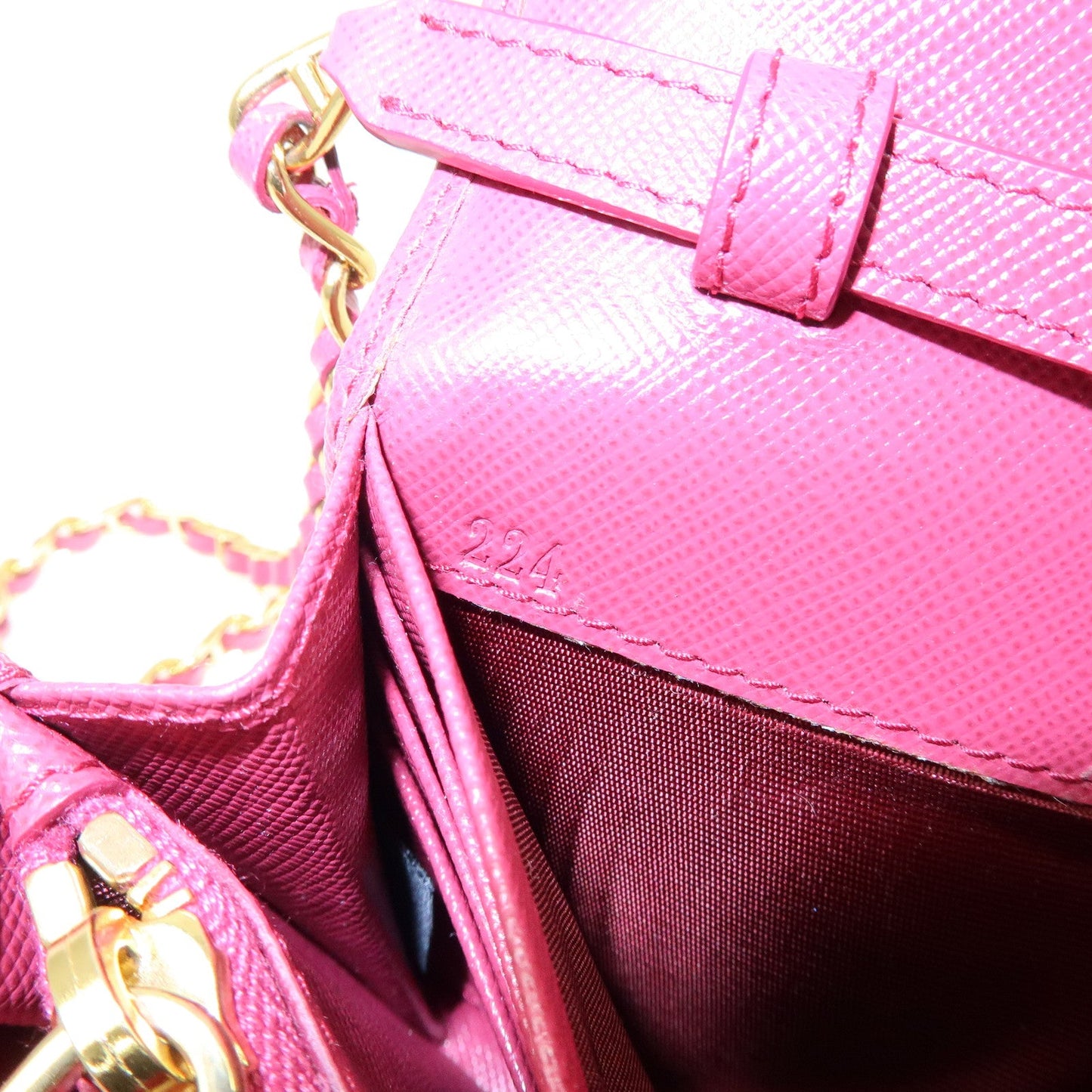 Prada Saffiano Leather Chain Wallet WOC Pink 1M1290【Pre-order】