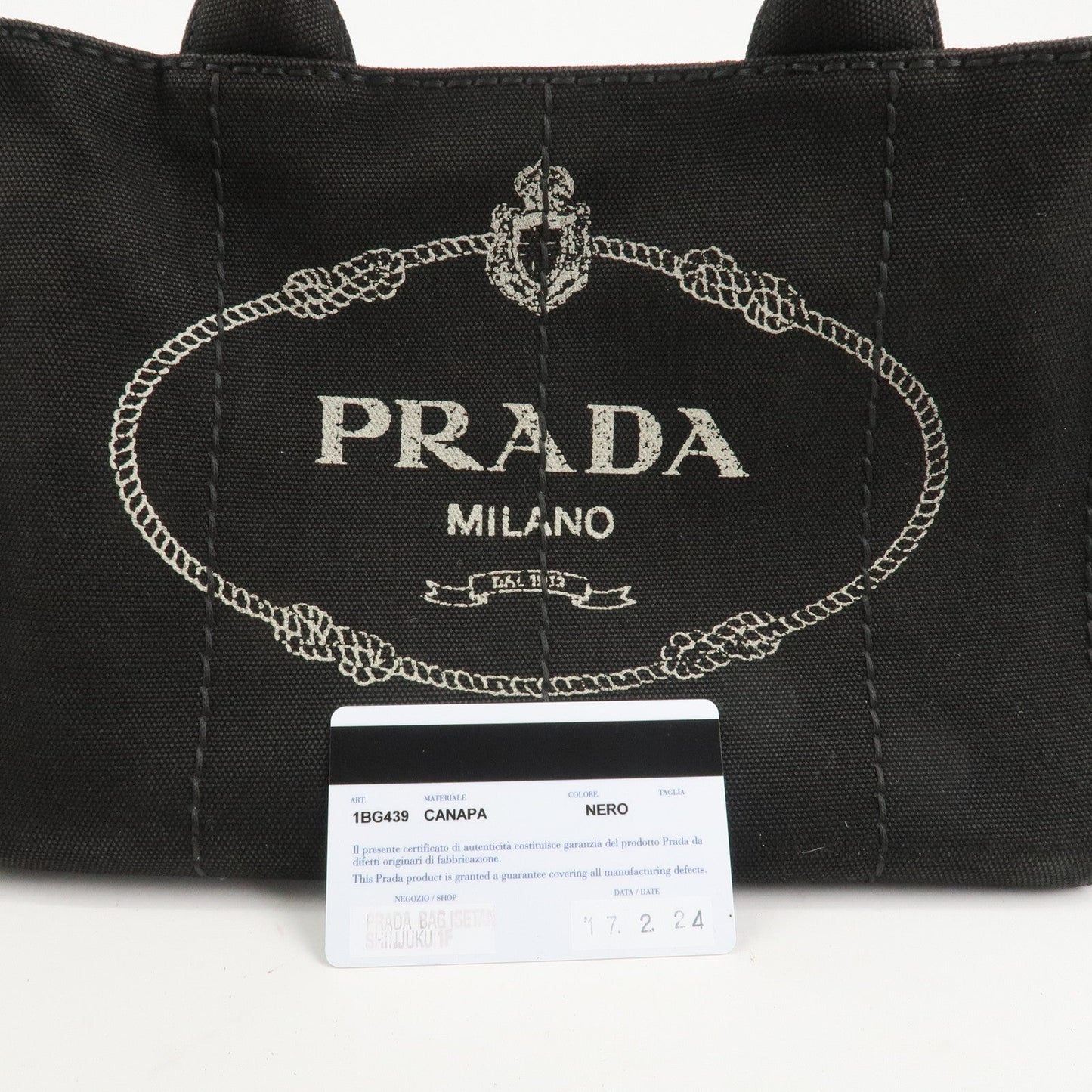 Prada Canapa Mini Canvas 2Way Hand Bag Tote Bag Black 1BG439 Used【Pre-order】