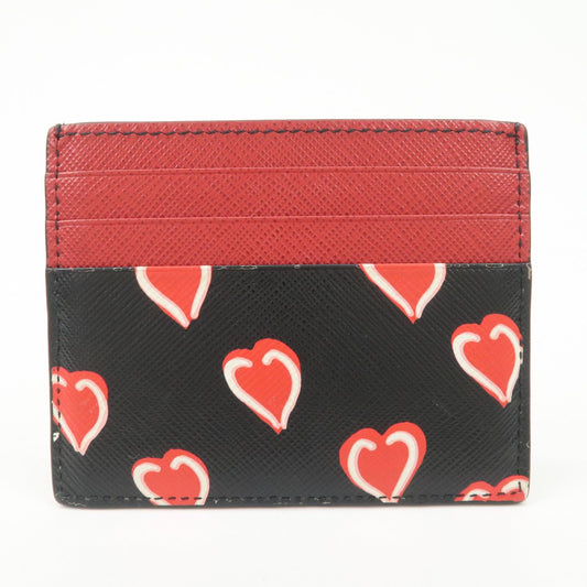 Prada Saffiano Leather Heart Card Case Black Red White 1MC025【Pre-order】