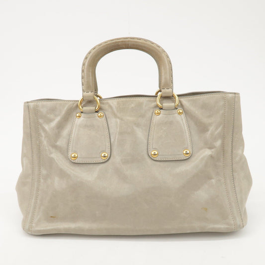 Prada Triangle Logo Leather 2Way Bag Tote Bag Gray BN2104 Used【Pre-order】