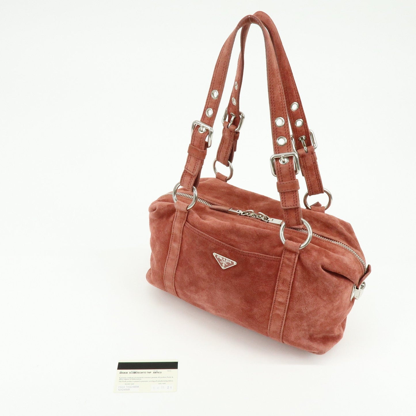 Prada Suede Boston Bag Hand Bag Pink BR2630【Pre-order】