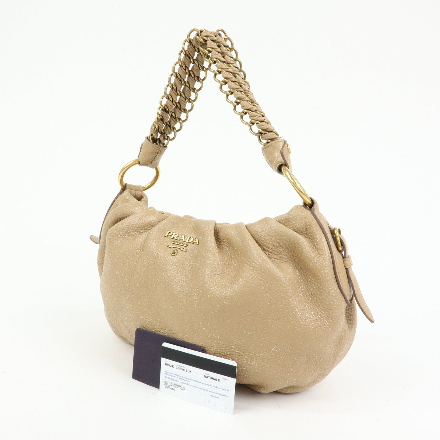 Prada Logo Leather Chain One Shoulder Bag Light Brown BR4243【Pre-order】