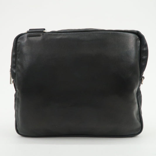 Prada Triangle Logo Lamb Skin Canvas Shoulder Crossbody Bag Black【Pre-order】