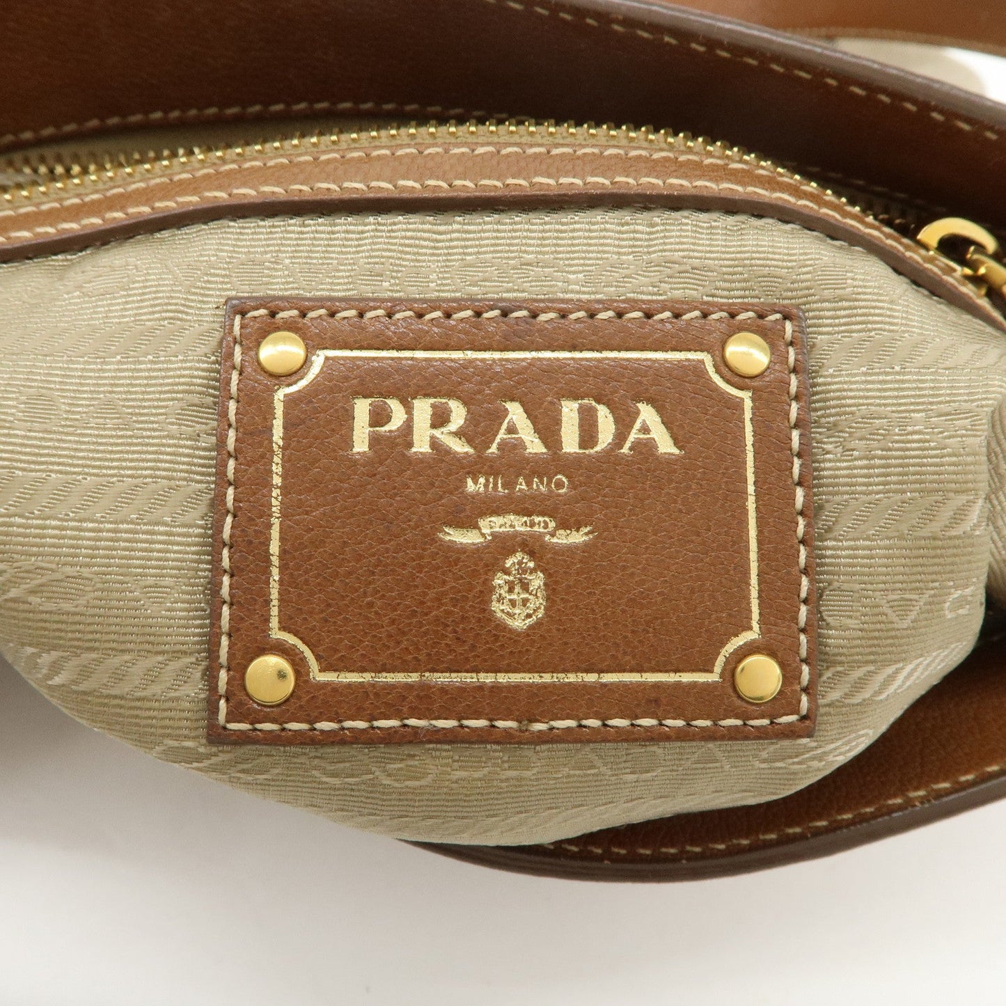 Prada Logo Jacquard Leather Shoulder Bag Crossbody Bag Beige Brown【Pre-order】