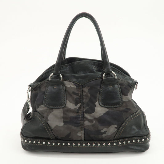 Prada Nylon Leather 2Way Hand Shoulder Bag Black Camouflage BL0688【Pre-order】