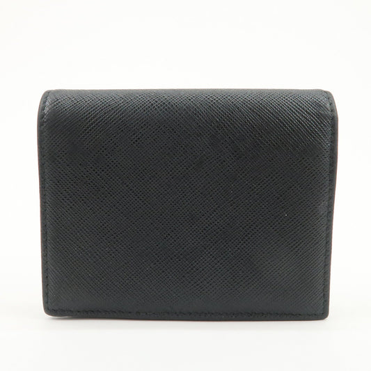 Prada Triangle Logo Saffiano Leather Bi-Fold Compact Wallet Black【Pre-order】