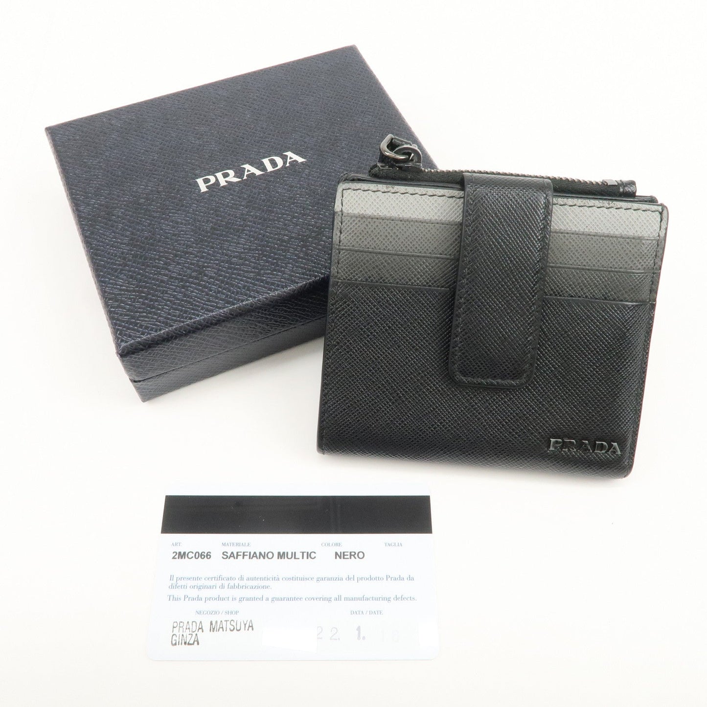 Prada Logo Saffiano Leather Compact Wallet Black 2MC066【Pre-order】