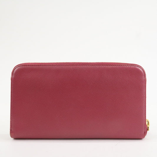 Prada Logo Saffiano Leather Round Zippy Long Wallet Pink 1M0506 Used【Pre-order】