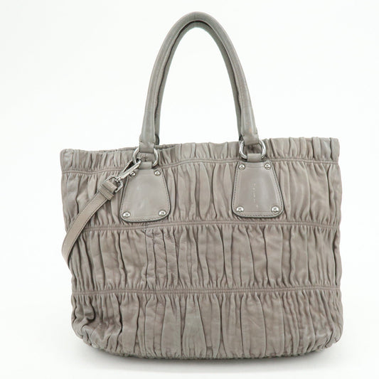 Prada Logo Leather 2Way Bag Hand Bag Shoulder Bag Gray【Pre-order】