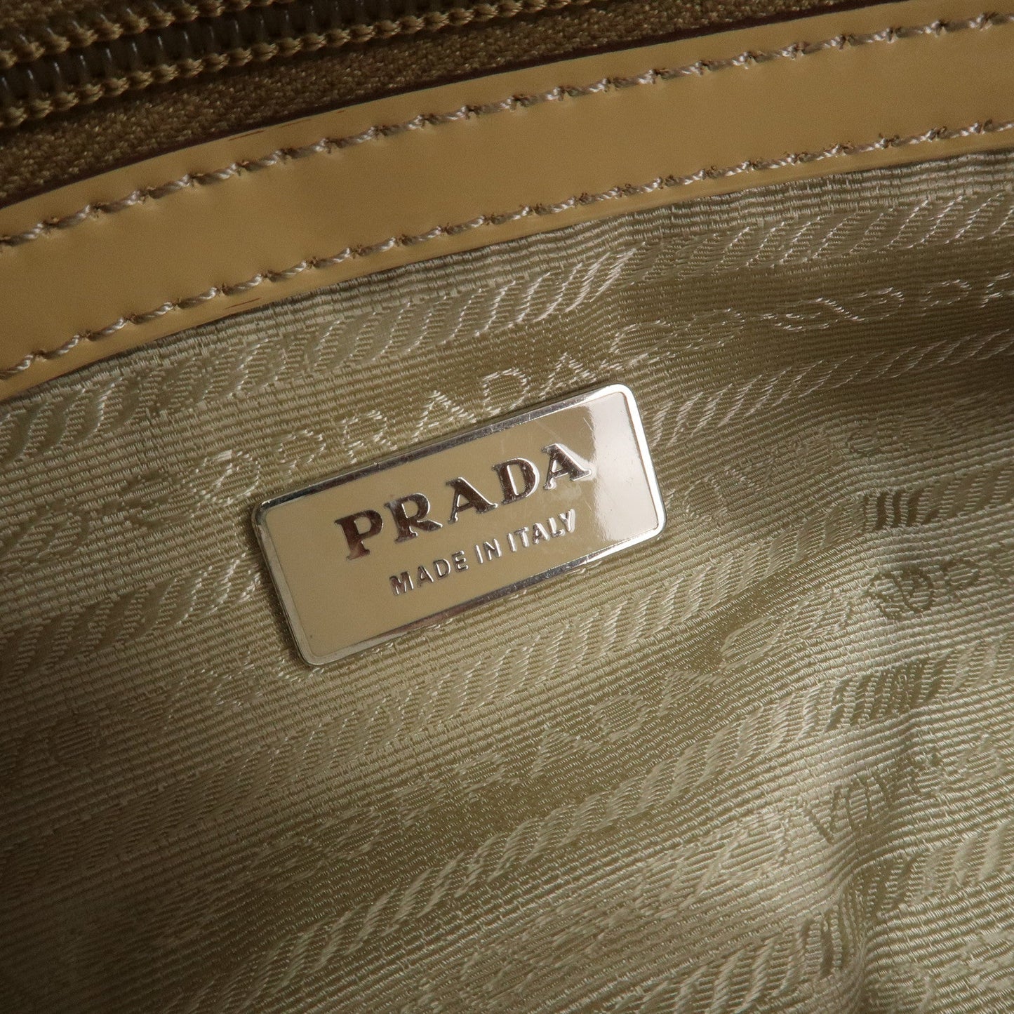 Prada Logo Nylon Patent Leather Mini Boston Bag Beige BR3150【Pre-order】