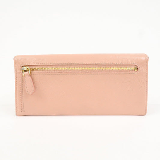 Prada Logo Saffiano Leather Ribbon Long Wallet Pink 1M1132【Pre-order】