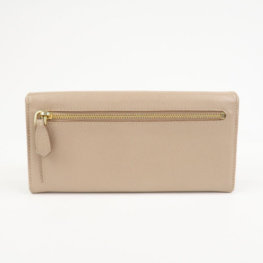 Prada Triangle Logo Saffiano Leather Long Wallet Beige 1MH132【Pre-order】
