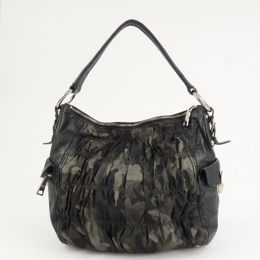 Prada Logo Nylon Leather Gathered 2Way Shoulder Hand Bag BN4586【Pre-order】
