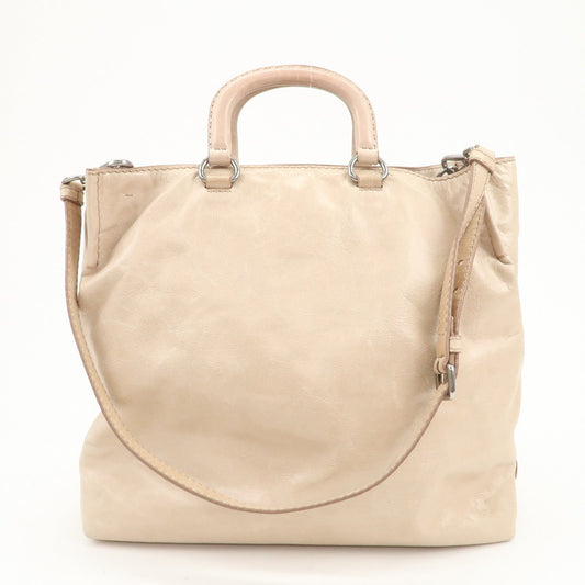 Prada Triangle Logo Leather 2Way Hand Bag Shoulder Bag Beige BR4617【Pre-order】
