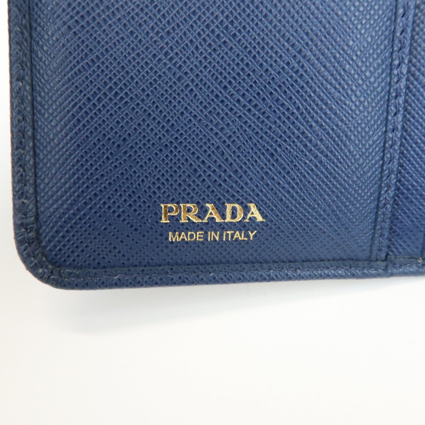 Prada Saffiano Leather Compact Wallet Navy Gold 1ML225【Pre-order】