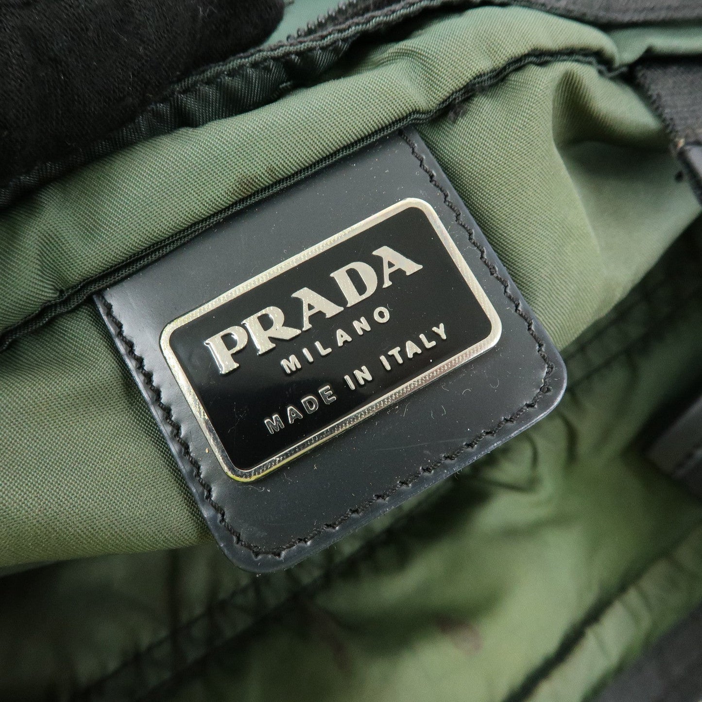 Prada Triangle Logo Nylon Leather Tote Bag Hand Bag Moss Green【Pre-order】