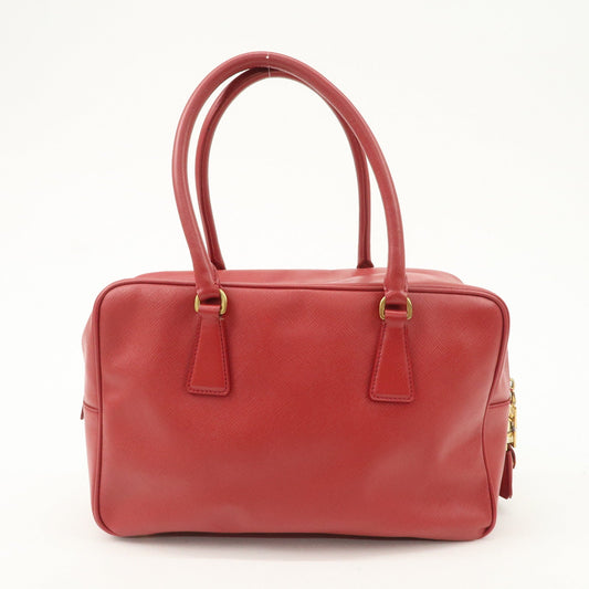 Prada Triangle Logo Saffiano Leather Boston Bag Hand Bag Red BL0095 Used【Pre-order】