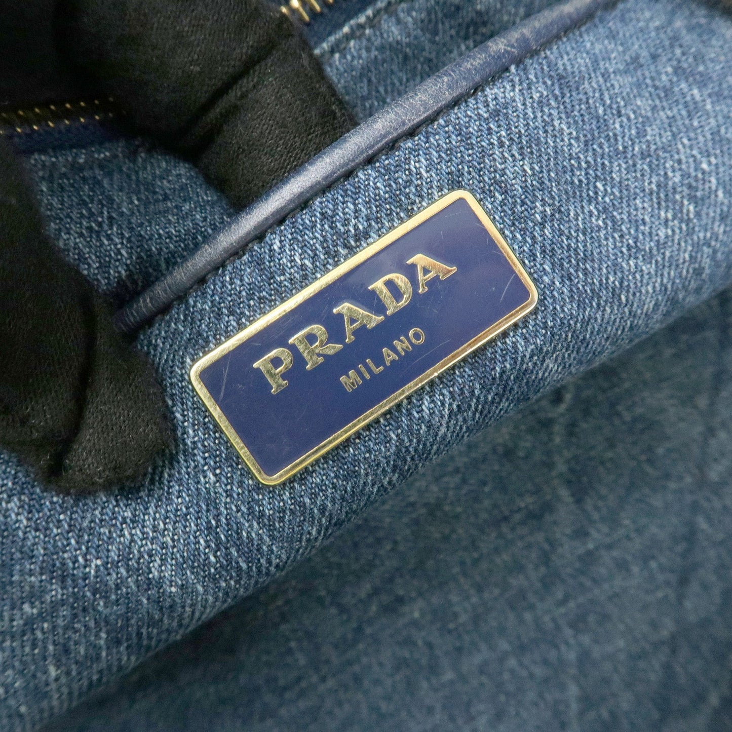 Prada Logo Canapa Canvas Denim Tote Bag Hand Bag Blue B1877B【Pre-order】
