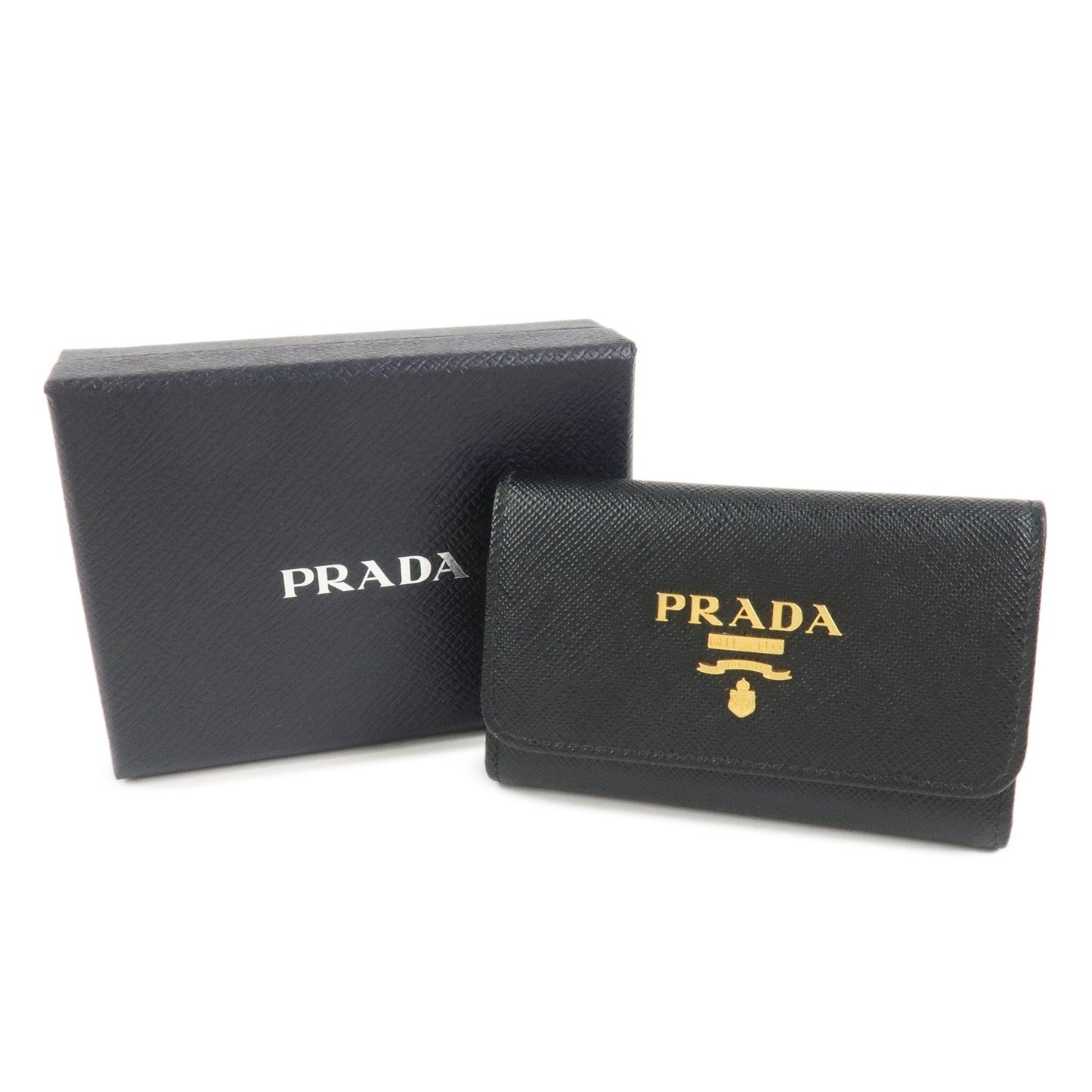 Prada Saffiano Leather 4 Ring Key Case Key Chain Black【Pre-order】