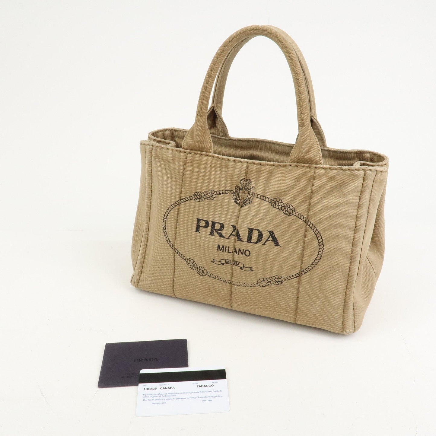 Prada Logo Canapa Mini Canvas 2Way Bag Hand Bag Beige 1BG439【Pre-order】