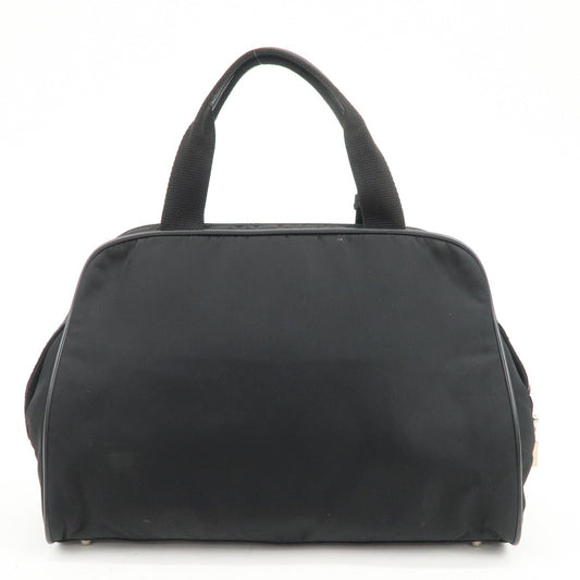 Prada Triangle Logo Nylon Leather Hand Bag Boston Bag Black【Pre-order】