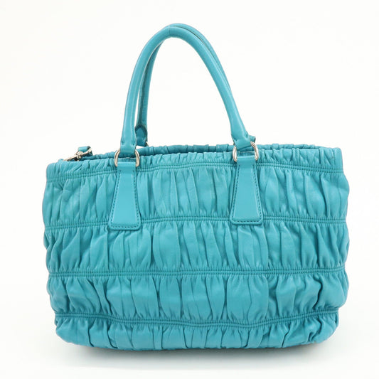 Prada Leather 2Way Bag Hand Bag Shoulder Bag Turquoise Blue【Pre-order】
