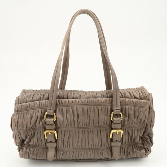 Prada Logo Nappa Gaufre Leather Shoulder Bag Greige BR4443【Pre-order】
