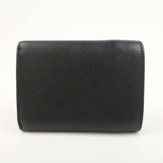 Prada Logo Saffiano Metal Tri-fold Small Wallet Black 1MH021【Pre-order】