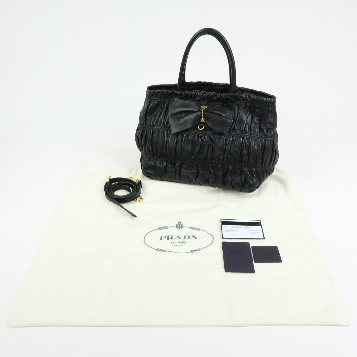 Prada Ribbon Nappa Gaufure Leather 2Way Bag Black BN1932【Pre-order】