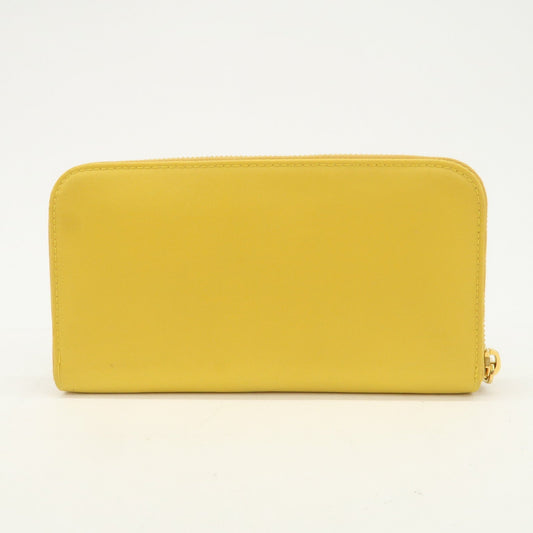 Prada Triangle Logo Nylon Leather Round Zippy Long Wallet Yellow【Pre-order】