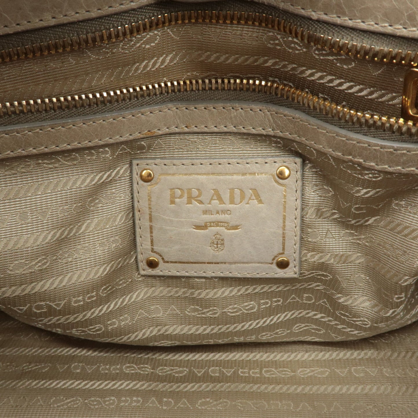 Prada Triangle Logo Leather 2Way Bag Tote Bag Gray BN2104 Used【Pre-order】