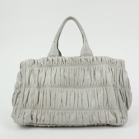 Prada Canapa Nappa Gaufre Leather Gathered Large Tote Hand Bag【Pre-order】