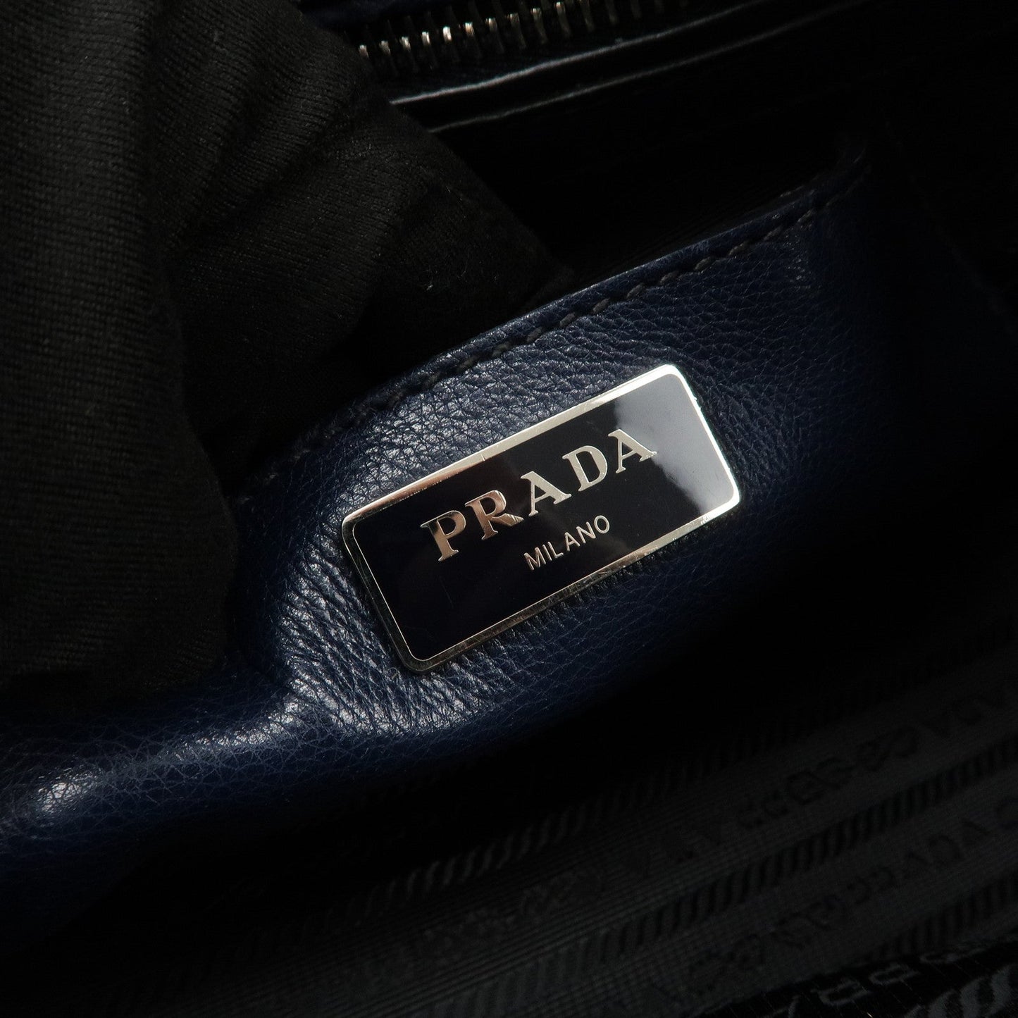 Prada Triangle Logo Leather 2Way Bag Tote Bag Hand Bag Navy B2625M【Pre-order】