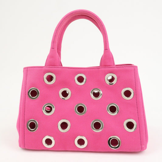 Prada Grommet Canapa Mini Canvas 2Way Bag Hand Bag Pink 1BG439【Pre-order】