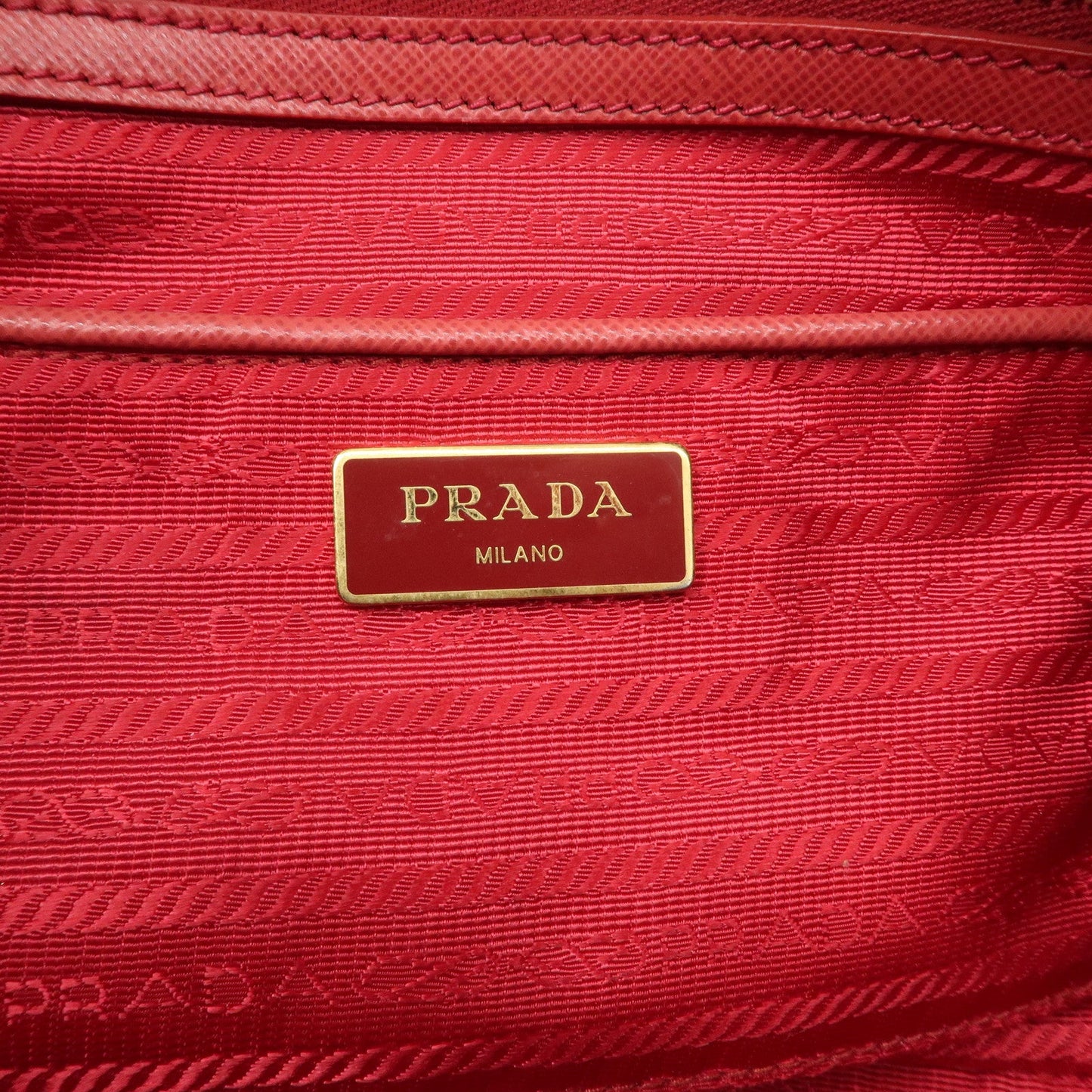 Prada Triangle Logo Saffiano Leather Boston Bag Hand Bag Red BL0095 Used【Pre-order】