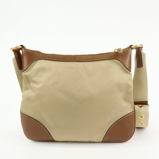 Prada Triangle Logo Nylon Leather Shoulder Bag Crossbody Bag Beige【Pre-order】