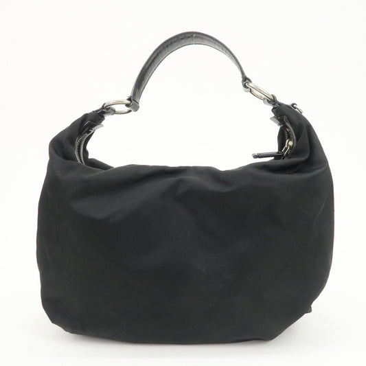 Prada Logo Nylon Leather Shoulder Bag Hand Bag Black BR3287【Pre-order】