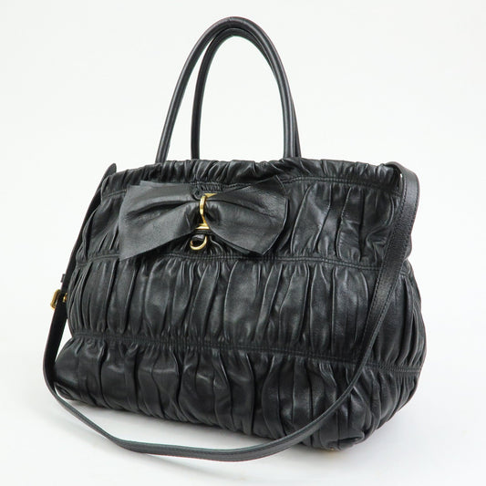 Prada Ribbon Nappa Gaufure Leather 2Way Bag Black BN1932【Pre-order】
