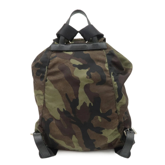 Prada Logo Nylon Leather Camouflage Back Pack Ruck Sack BZ0032 Used【Pre-order】