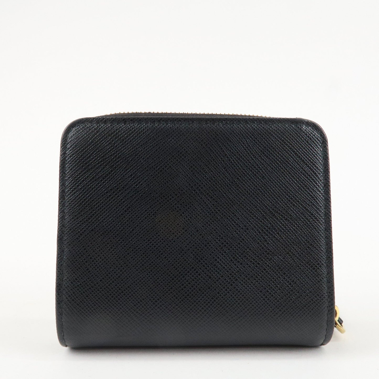 Prada Logo Leather Zip Around Bi-fold Wallet Black 1ML522 Used【Pre-order】