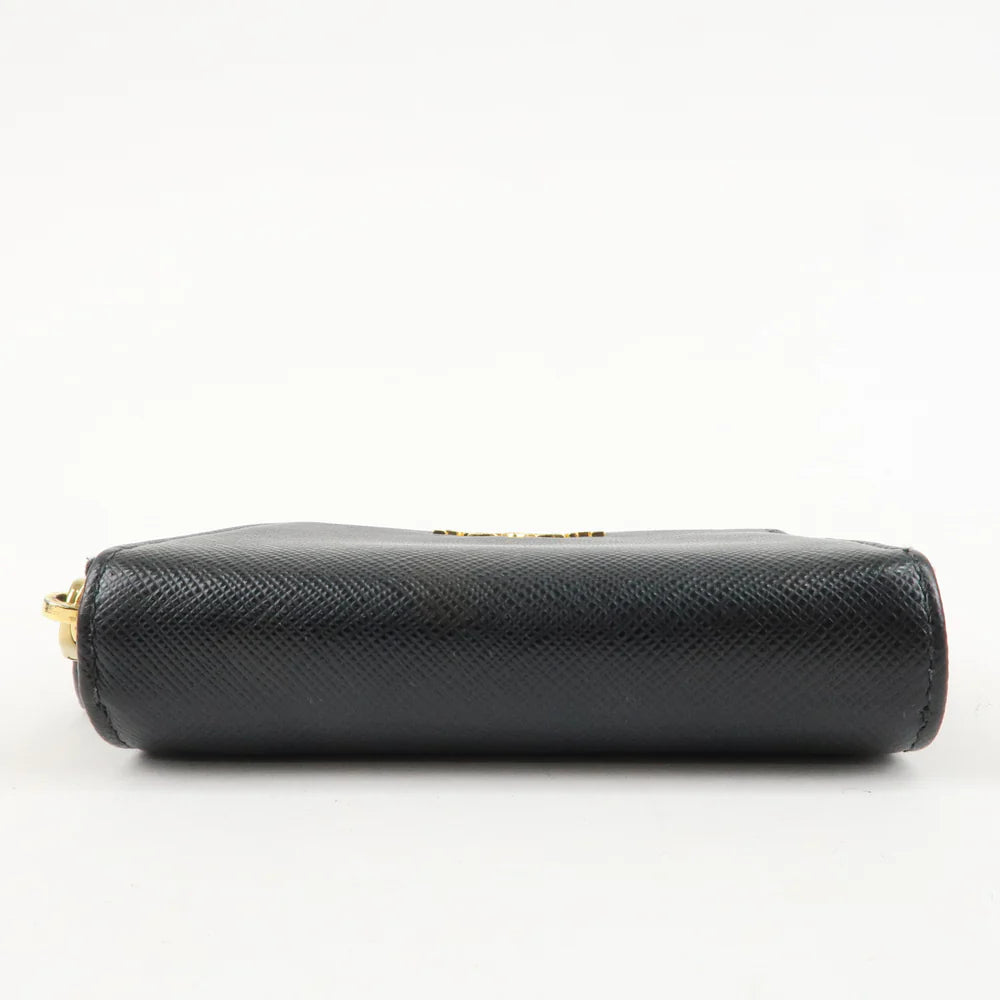Prada Logo Leather Zip Around Bi-fold Wallet Black【Pre-order】