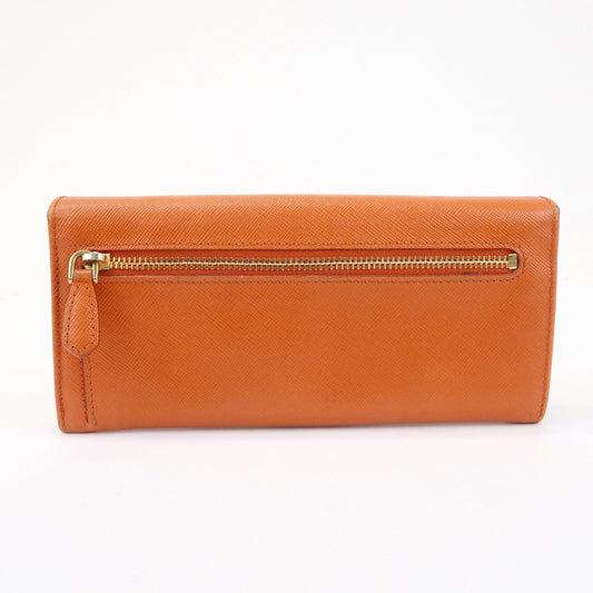 Prada Saffiano Leather Ribbon Flap Long Wallet Orange 1M1132【Pre-order】