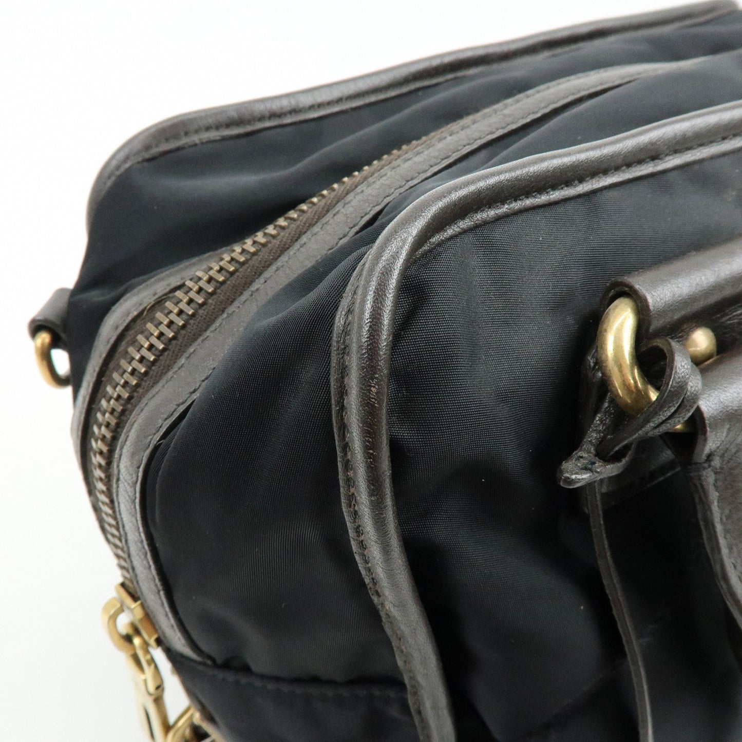 Prada Triangle Logo Nylon Leather 2Way Hand Shoulder Bag Black【Pre-order】